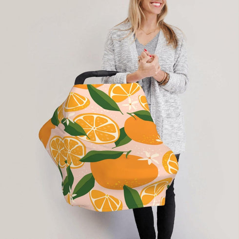Schgap Orange Car Seat Cover for Baby, Nursing Cover Breastfeeding Baby Carrier Cover Stretchy Carseat Canopy
