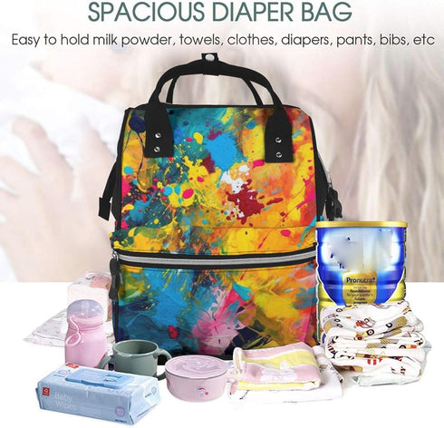FHEDVBN Backpack Mummy Backpacks Daypack Colorful Abstract Painting Diaper Bag for Women Multifunction Waterproof