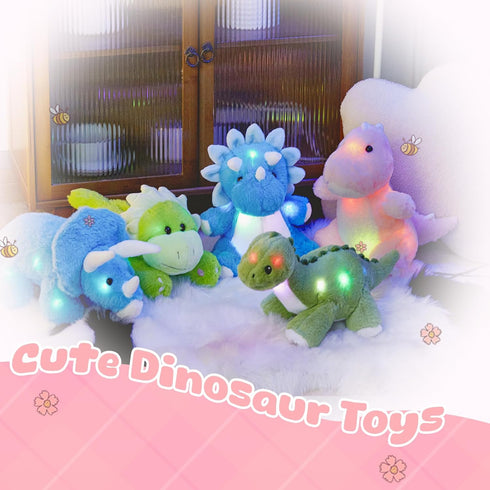 12'' Glow Guards Light up Dinosaur Stuffed Animal, LED Soft Dinosaur Plush Toy with Magic Night Lights, Birthday