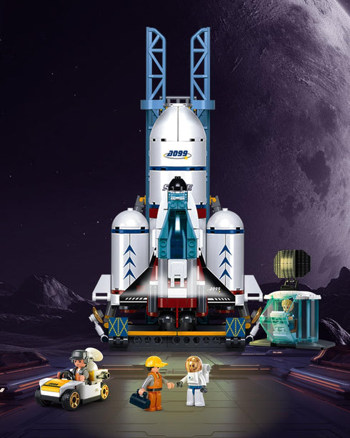 Set, 4 6-12, 424 City Space Launch Center Building Rocket Launchpad Building Kit with Astronaut Minifigures for STEM