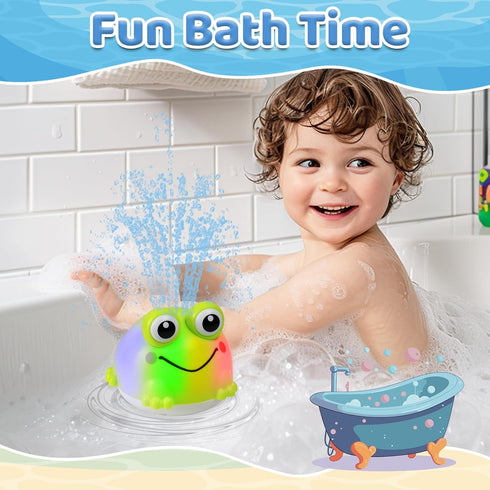 KAYOMIPE 1-3,Rechargeable 6-12 Light Up Bath Toys for Kids Ages Frog Bath Toy Sprinkler for Babies Months,Water Pool