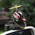 wonuu Pink Rubber Duck Car Ornaments Set - Dashboard Decorations with Propeller Helmet, Sunglasses, and Gold Chain