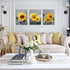 USIXA 3 1216 Inches Sunflower Wall Art for Living Room Black White Flowers Wall Decor Yellow Floral Canvas Prints