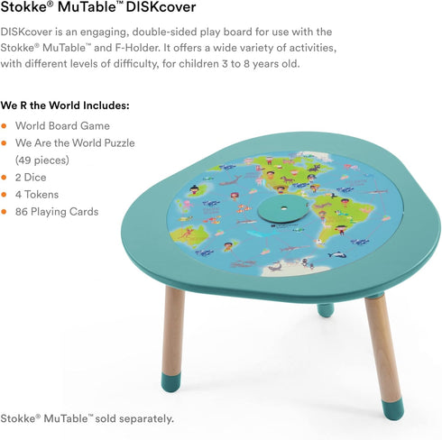 Stokke MuTable DISKcover, We R The World - Double-Sided Play Board with Game, Puzzle, Dice, Tokens & Cards