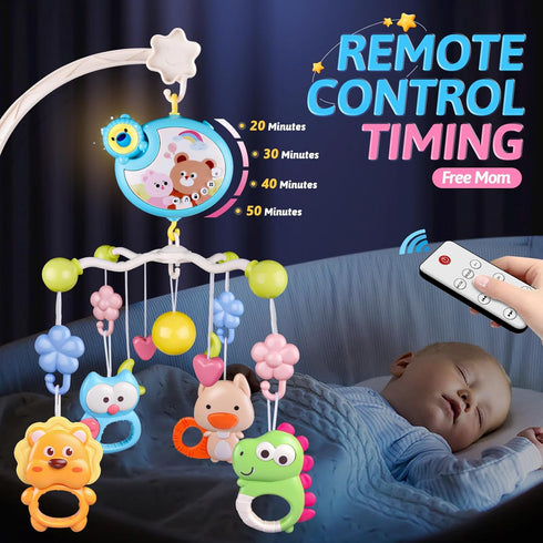 Crib Mobile with Music and Lights, Baby Mobiles for Cribs, Nursery Musical Mobile for Bassinets, Clip On Attachment