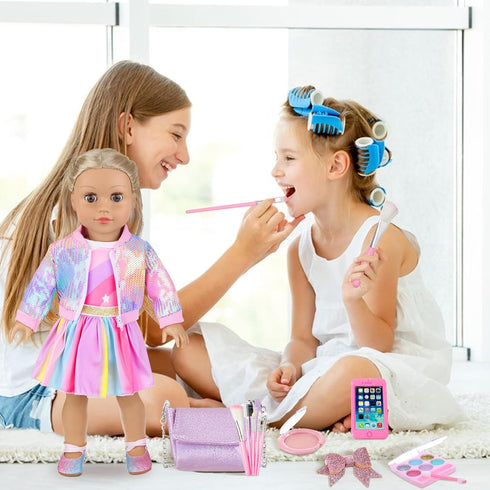 18 Inch Backpack Set 18" SetsNo UNICORN ELEMENT American Doll Makeup Accessories and Clothes,Sequin for Dolls Include