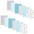 Hudson Baby Unisex Baby Flannel Burp Cloth 12pk, One Size, Teal Elephant