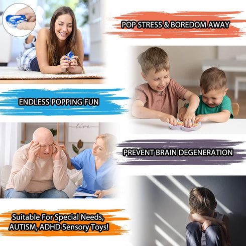 Cucue Simple Fidget Pop Toys - Portable, Calming Sensory Hand Toys for Fun & Stress Relief - Soft & Flexible Silicone