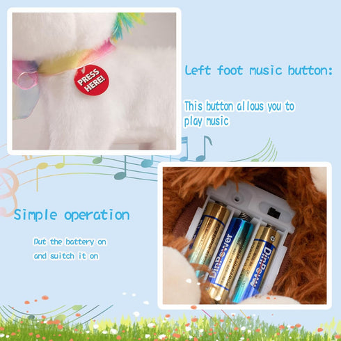Singing Dancing Unicorn Stuffed Animal, Music Rocking Unicorn Plush Toys Interactive Toys for Kids,Holiday Party