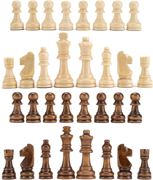 AMEROUS Wooden Chess Pieces Only, Staunton Style Wood Chessmen with 3.15" King, Storage Bag, Gift Packed Box