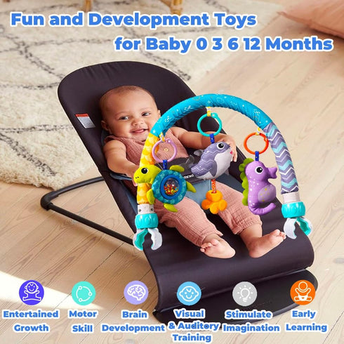 ORZIZRO 0 6 12 Baby Stroller Arch Toys, Crib Mobile for Infants Adjustable Bassinet Mobile with Universal Clamp