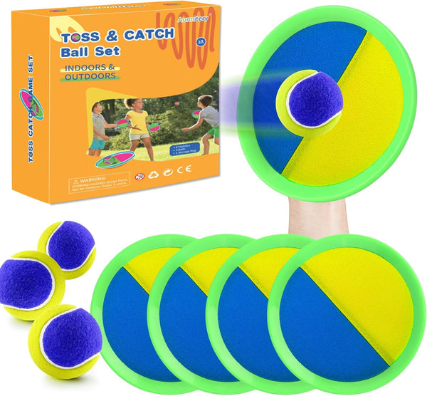 Outdoor Games - Beach Toys, Toss and Ball Set with 4 Paddles