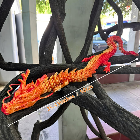 35.4'' 3D Large Printed Dragon Toy - Upgraded Big Articulated Dragon for Creative Play, Home Office Desk Decor