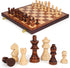 Set 15-Inch Set 2 Wooden Magnetic Chess Foldable Wooden Chess Board with Magnetic Pieces, Portable Travel Chess