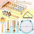 LOOIKOOS Musical Instruments for Toddlers 1-3, Neutral Color Kids Montessori Wooden Percussion Instruments Set
