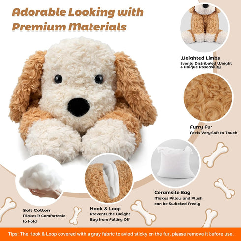 24" 4.5lbs Bobbie & Laxi Weighted Stuffed Animals for Adults & Kids, & Sitting & Laying Dog Plush Toys Pillows