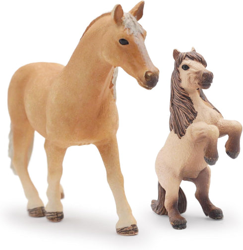 Gemini&Genius Horses Toy for Kids, Premium Farm Horse Animal Playset with Mare and Horse Cub Family Action Figures
