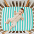 Pigsaly 27x39 Inch Crib Sheets Turquoise White Stripe Baby Sheet for Standard Crib Mattress Boys Girls Toddler Bed
