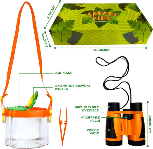 Kidz@Play Bug Hunting Kit, Vest, Hat, Binoculars, Lg. Net, Bug Container, Whistle, Flashlight, Magnifier, Thermostat