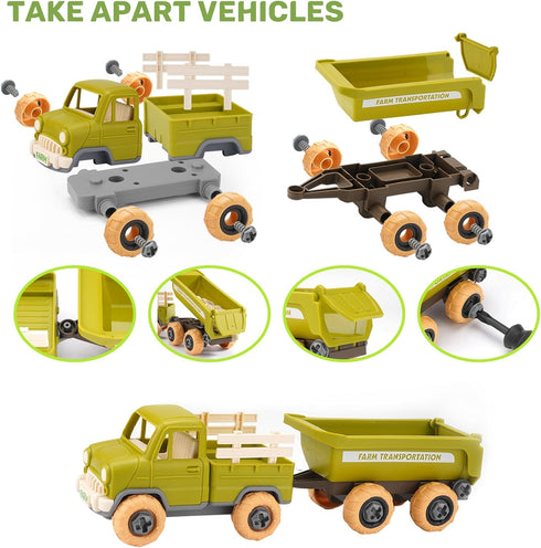 2.2lb Playset, 3 4 5 6 Eaciilee Play Sand Farm Toys, Farm Sensory Bins with Play Sand, Animal, Take Apart Truck Trailer
