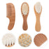 Set Hair Brush and Comb with Soft Wool Bristles for Newborns, Gentle Scalp Massage Grooming Kit with Beech Wood