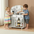 Set, Playset Arlopu Play Kitchen Kids Interactive Pretend Kitchen with Curtained Cabinet, Knobs, Faucet & Sink, Washing