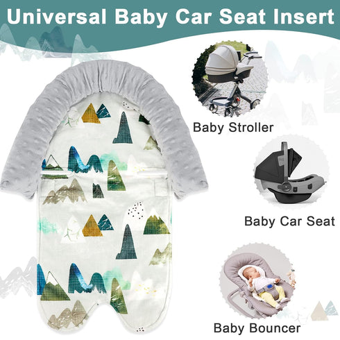 TANOFAR Infant Car Seat Insert and Strap Covers, Minky Carseat Head Support for Boys, Soft Cushion Fit for Car Seats