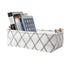 Decorative Rectangular Fabric Storage Bin Organizer Basket with Wooden Handles for Clothes, 12.6x8.7x4.7 inch, White
