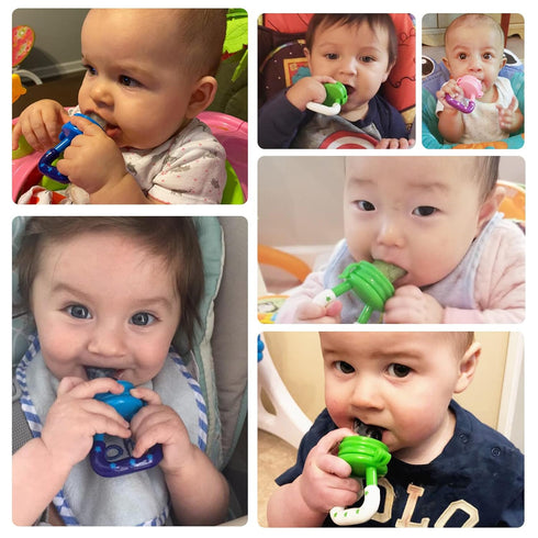 Baby Fruit Feeder/Food Feeder Pacifier for Babies (2 Pack) - HAOBAOBEI Mesh Teethers in Appetite Stimulating Colors