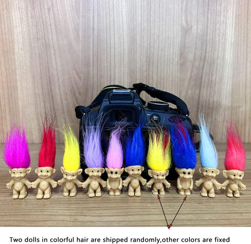 20 Pcs Miniatures Mini Lucky Troll Dolls with Chromatic Hair PVC Tiny Action Figures for Collection