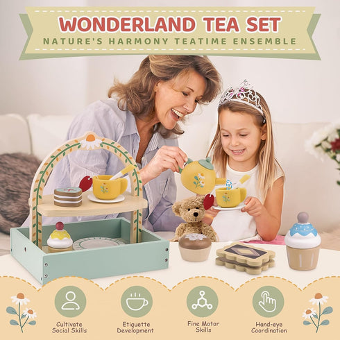 Sets 3-5 Playset 3 4 5 6 Wooden Tea for Little Girls Play Food Cake Toys Toddlers Kitchen Accessories Pretend Play