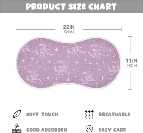 decor gift 4 Pack 22x11in Cotton Muslin Burp Cloths Good Absorbent? Ghothic Scorpion Star Pastel Purple Milk Spit Up