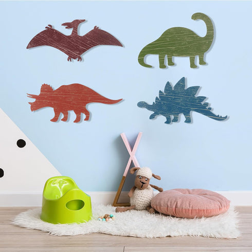 Kids(Vivid,14.17 8.27 Inches) Dinosaur Wall Decors Wooden Boys Dinosaur Nursery Playroom Baby Shower Wall Art Farmhouse