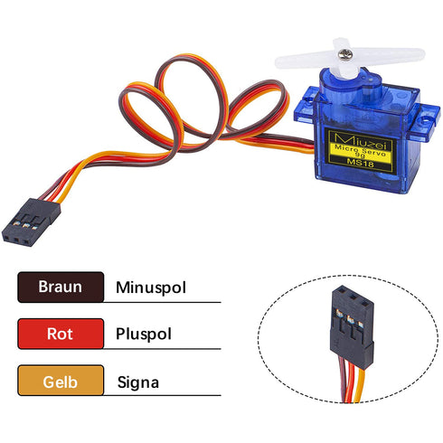 Sg90 9g (5) Micro Servo Motor, Miuzei Mini Small Servos Motor Kit Metal Gear for Arduino RC Car Airplane Robot
