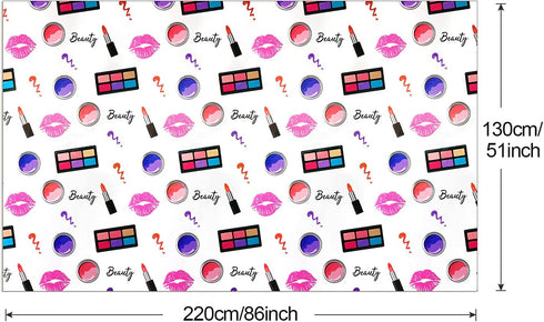 PHOGARY 2 Packs SPA Makeup Party Tablecovers, Disposable Plastic Rectangular Table Covers for Girls Birthday Cocktail