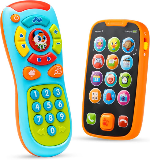 JOYIN My Learning Remote and Phone Bundle - Music Smartphone Toys for Baby, Infants, Kids, Holiday Gifts