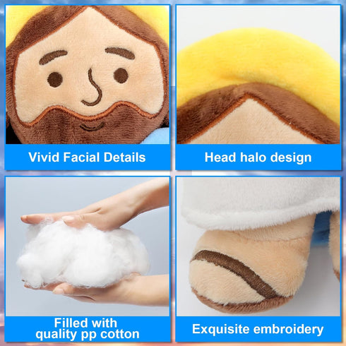 13" Yelakey Jesus Plush Brown Jesus Stuffed Doll Christian Plushie Doll for Easter Christmas Church Religious Gifts