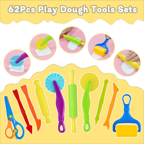Set, 62 Sets 4-8, LCY WEDSHI Dough Tool Pcs Dough Tools for Kids Ages Dough Accessories Includes Alphabet Numbers