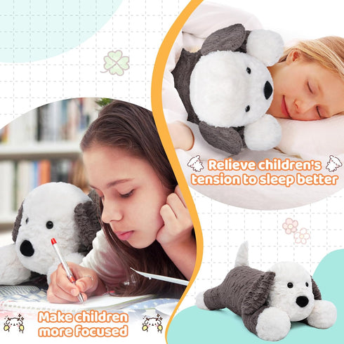 MorisMos 4Lbs Weighted Stuffed Animal - Large Microwavable Plush Dog Throw Pillow, 24inch Heatable Unscented