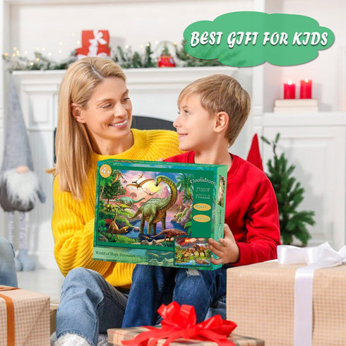 Puzzles for Kids Ages 4-6 - 2 x 60 Pieces - World of Huge Dinosaurs - Educational Toys