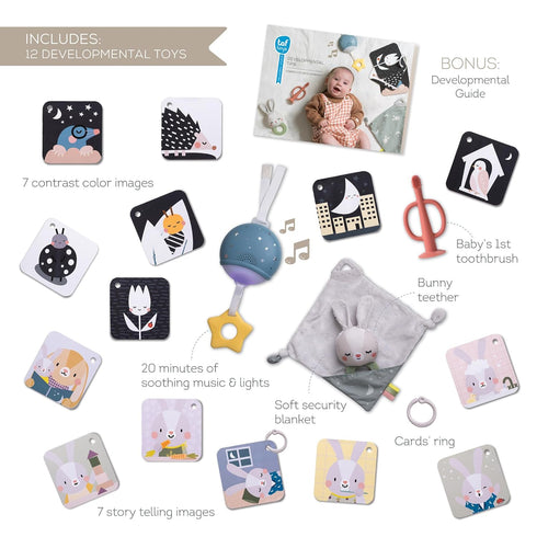 Taf Toys Newborn Bedtime Kit - Ultimate with 12 Activities for a Smooth Bedtime Routine - includes Music and Light Unit - Ideal New Baby Boy or Girl (Bedtime kit)