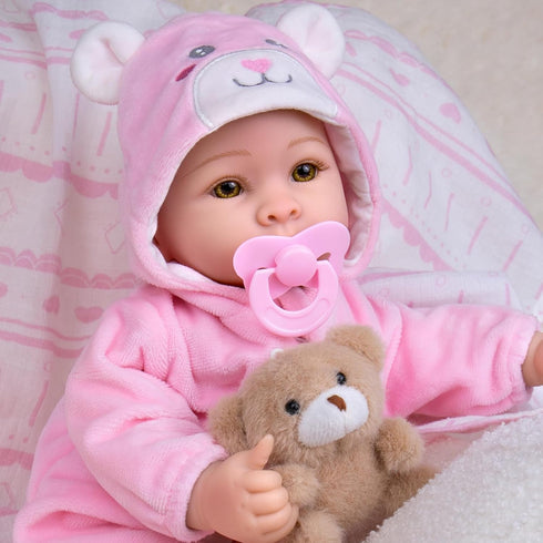 17" 3+ UOFTKIZ Baby Dolls Girl - Real Life Baby Doll, Soft Body Doll with Feeding Toy Kit, Gift for Grandparents