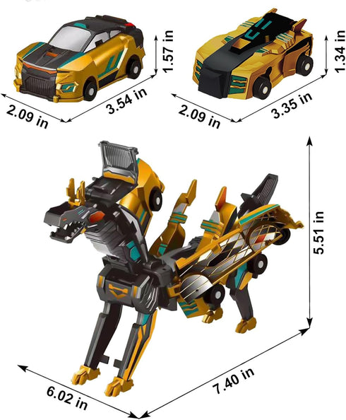 Gkiozu 2 1 3-12, Magnetic Dinosaur Car Toy - in Crash & Transform Vehicle to Dino, No Battery Needed for Kids Age