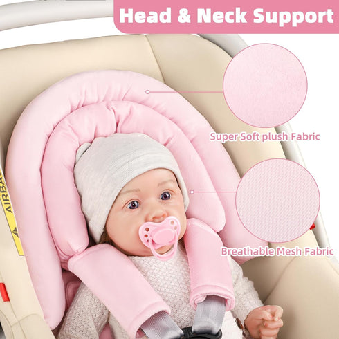 2 1 0-12 SWESEN Infant Car Seat Insert & Strap Covers, Car Seat Head Support for Baby Girls Boys, in Breathable Air