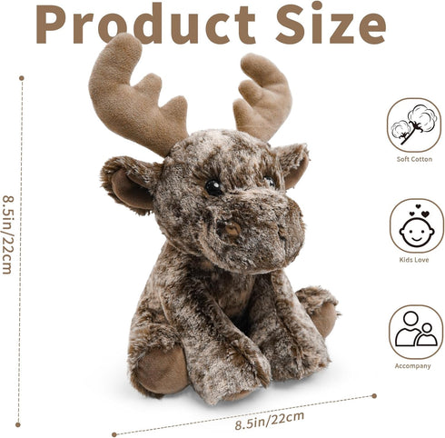 Hideekoog 1-3 -8.5 Inch Deer Stuffed Animal Toy, Soft Huggable Deer Plush Toys for Kids, Cute Moose Animal Gift