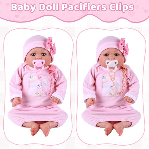 6 Set, BABESIDE Pcs Reborn Baby Doll Accessories Cute Bear Pattern Baby Doll Bottles and Magnetic Pacifiers