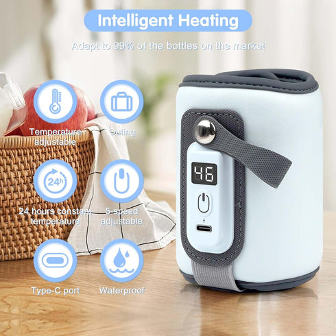 Danisse Portable Bottle Warmer, Baby Milk Warmer for All Bottles, Rapid Heating Accurate Temperature Control with LED