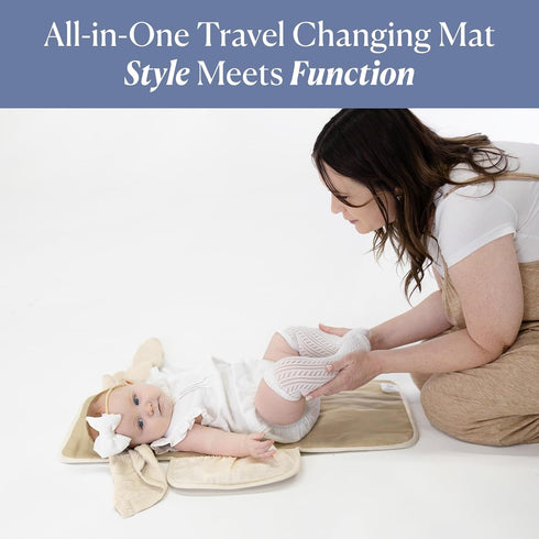 Toddlekind Mini Maven Portable Changing Pad Organic Cotton & Water-Resistant Polyester Travel-Friendly, Foldable Change