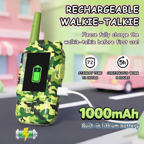 NestChroix 2 Pack, 2 4 1000mAh 3-12 Kids Video Walkie Talkies Way Radio Long Range with Screen & Voice Effects