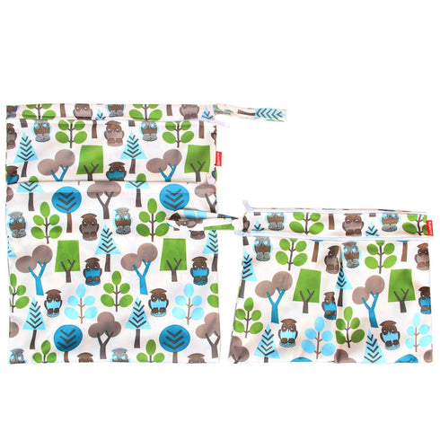 2pcs Damero Travel Wet and Dry Bag, Reusable Wet Bags Organizer with Two Zippered Pocket for Cloth Diaper, Pumping